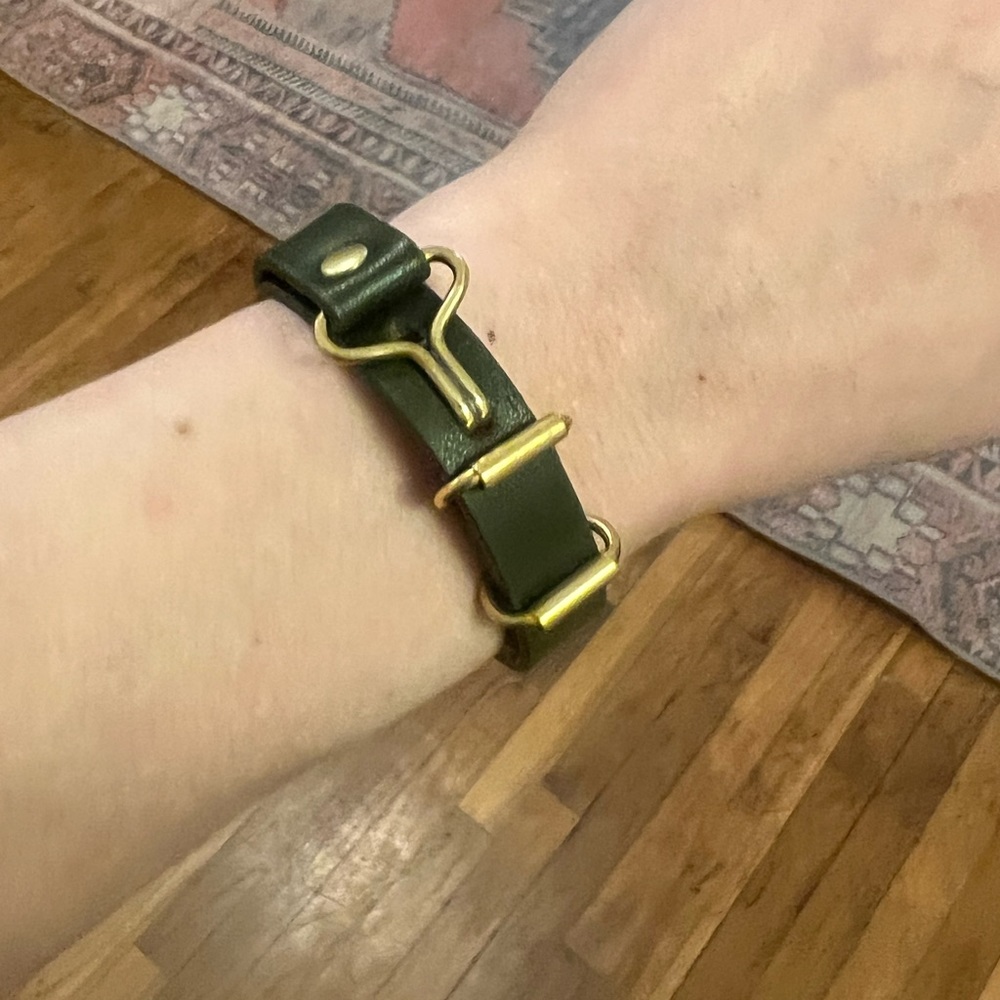 Giles & Brother Leather Visor Cuff Narrow Unisex Bracelet